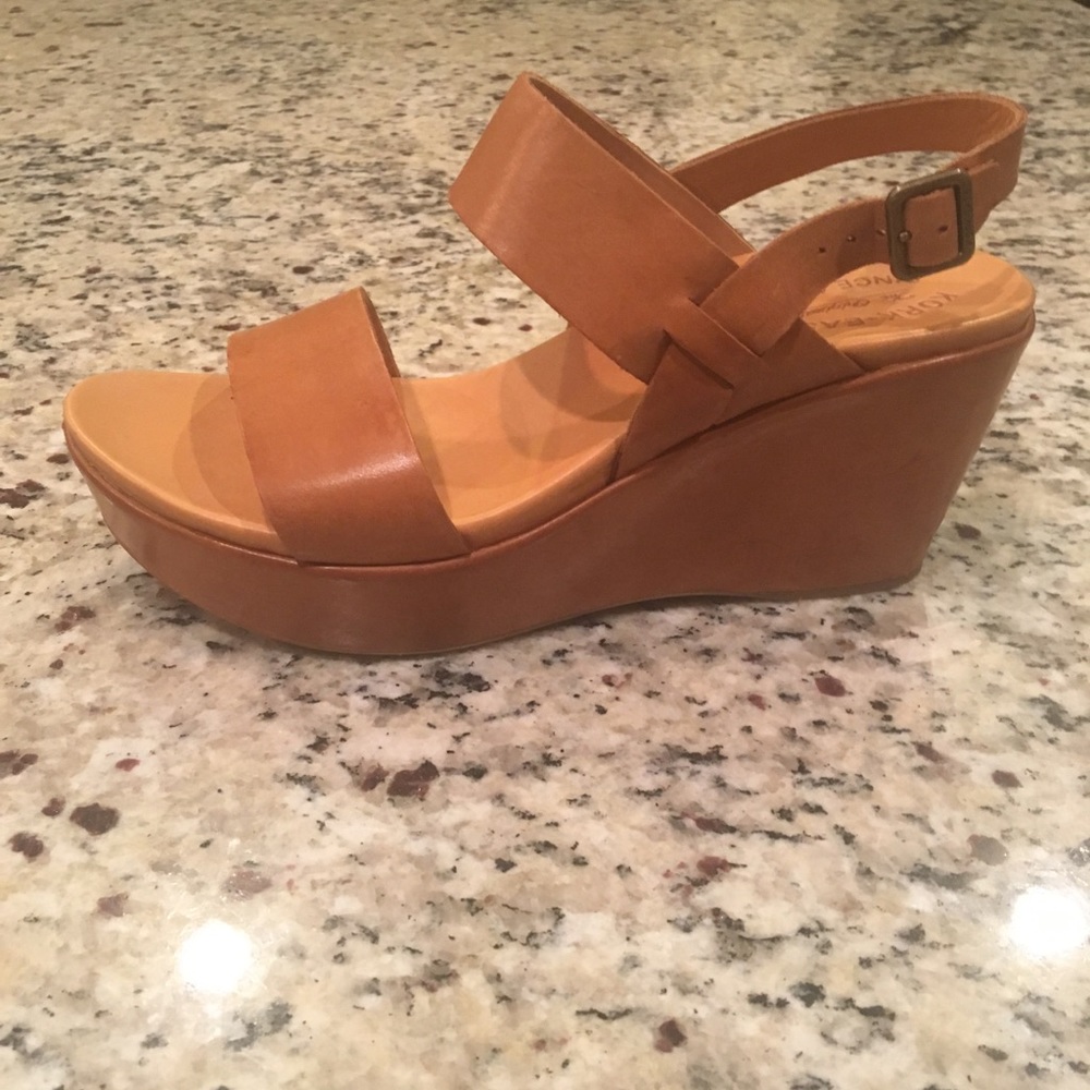 Kork-Ease Brown Leather Wedge Sandals